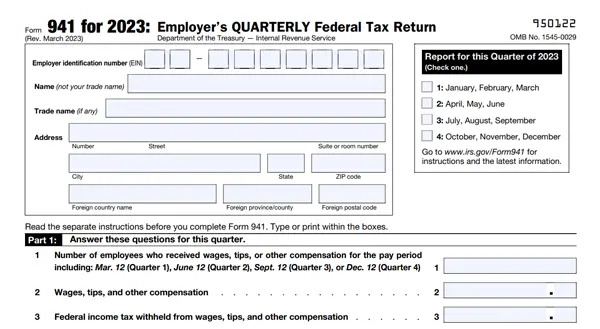 IRS Form 941 for 2023